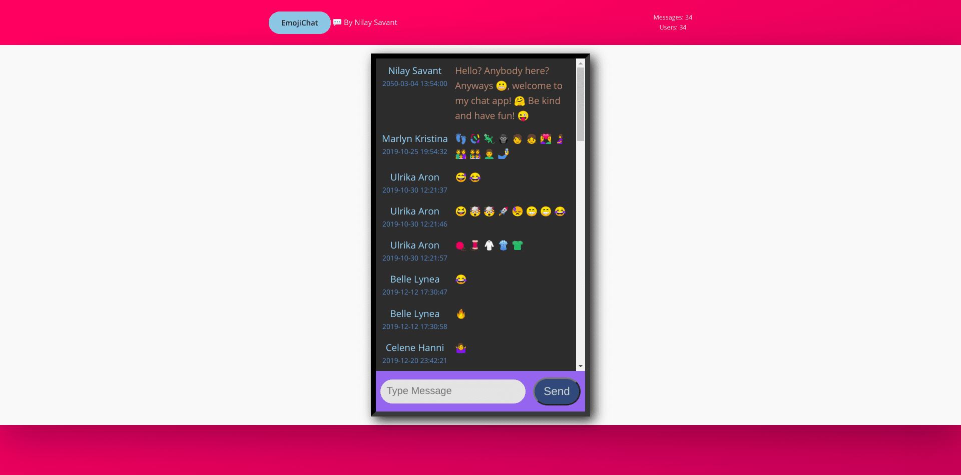 EmojiChat Desktop View